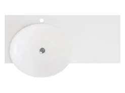 Vente-unique Plan vasque suspendu en solid surface avec porte serviettes - Blanc - L100 x l54 x H20 cm - YUMIKO