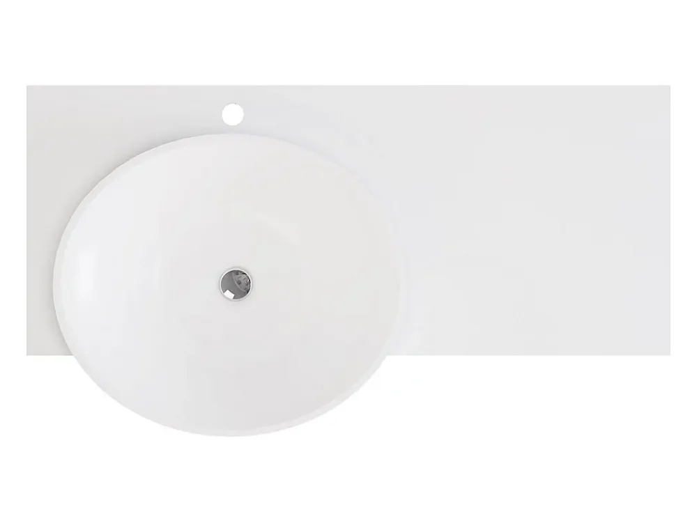 Vente-unique Plan vasque suspendu en solid surface avec porte serviettes - Blanc - L100 x l54 x H20 cm - YUMIKO