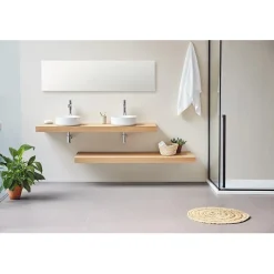 Plan De Travail Salle De Bains|Sanycces Plan vasque suspendu ZERO pour salle de bain design chêne 45 x 140 cm