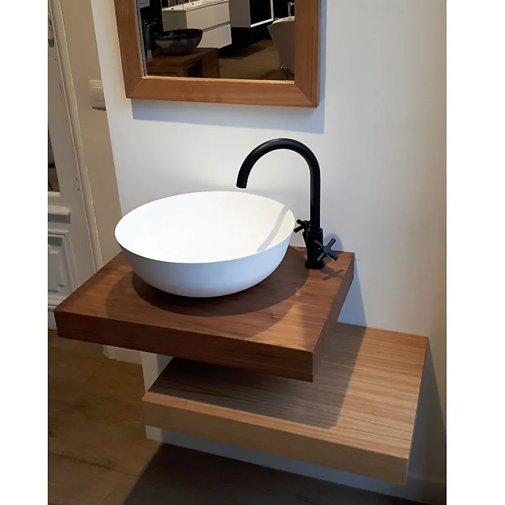 Sanycces Plan vasque suspendu ZERO pour salle de bain design chêne 52 x 60 cm