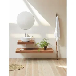 Sanycces Plan vasque suspendu ZERO pour salle de bain design noyer 45 x 160 cm