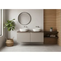 Plan Double Vasque|Meublorama Plan vasque VANTA chene foncé 120 cm Tablette de salle de bain