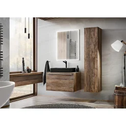 Meublorama Plan vasque VANTA chene foncé 60 cm Tablette de salle de bain