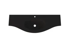 Plan Simple Vasque| Plan vasque verre noir mat version centre l.138 cm, Vague