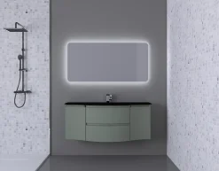 Plan Simple Vasque| Plan vasque verre noir mat version centre l.138 cm, Vague