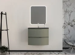 Plan vasque verre noir mat Vague 69 cm