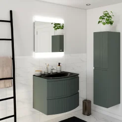 Plan vasque verre noir mat Vague 69 cm