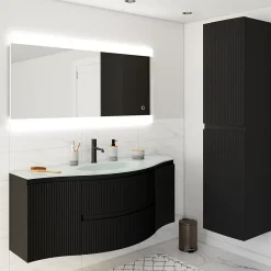 Plan vasque verre Vague version centre 138 cm