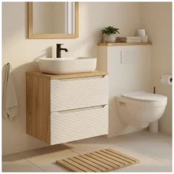 Meublorama Plan vasque YOKA Finition chene clair, 70 cm