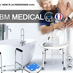 Bm Medical     Planche de bain Bm Médical PB-10-B - réglable en largeur avec poignée intégrée, aide à se baigner en toute autonomie