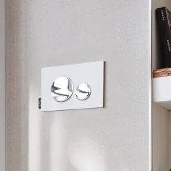 Wc Suspendu|Jacob Delafon Plaque de commande , double touches rondes Chrome brillant/Blanc mat