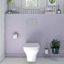 Wc Suspendu|GoodHome Plaque de déclenchement WC double touche chrome mat