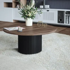 KOLM Plateau laminé chêne chocolat rond, diamètre 90 cm, pour bureau, table, table basse