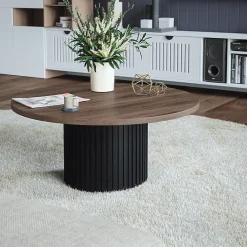 KOLM Plateau laminé chêne chocolat rond, diamètre 68 cm, pour bureau, table, table basse