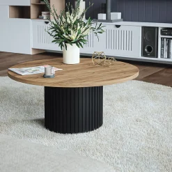 Plan De Travail Buanderie|KOLM Plateau laminé chêne craft rond, diamètre 50 cm, pour bureau, table, table basse