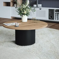 Plan De Travail Buanderie|KOLM Plateau laminé chêne sonoma rond, diamètre 68 cm, pour bureau, table, table basse