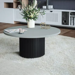 Plan De Travail Buanderie|KOLM Plateau laminé gris rond, diamètre 90 cm, pour bureau, table, table basse