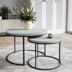 Plan De Travail Buanderie|KOLM Plateau laminé gris rond, diamètre 50 cm, pour bureau, table, table basse