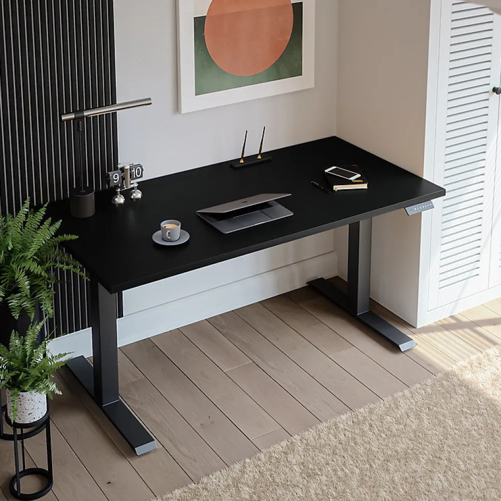 KOLM Plateau laminé noir 138 x 68 cm pour bureau, table, table basse