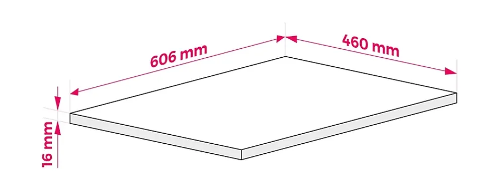 3xE Living Plateau pour armoire de salle de bain, couleur: Chêne Foncé, dimensions: 60 x 45 x 1,6 cm