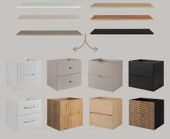 3xE Living Plateau pour armoire de salle de bain, couleur: Blanc, dimensions: 180 x 45 x 1,6 cm