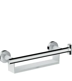 Hansgrohe Poignée d'appui avec tablette et support de douchette, blanc et chrome, Comfort Unica