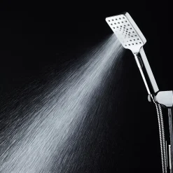 Kibath Poignée de douche 3 positions Maneral BER carrée finition chrome poli en ABS