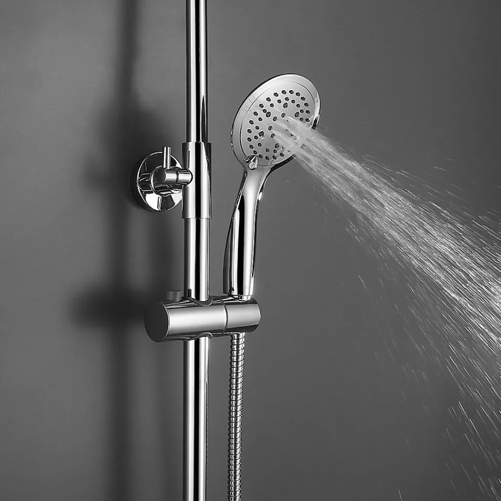 Kibath Poignée de douche manuelle 5 positions DUR ronde finition chrome brillant en ABS