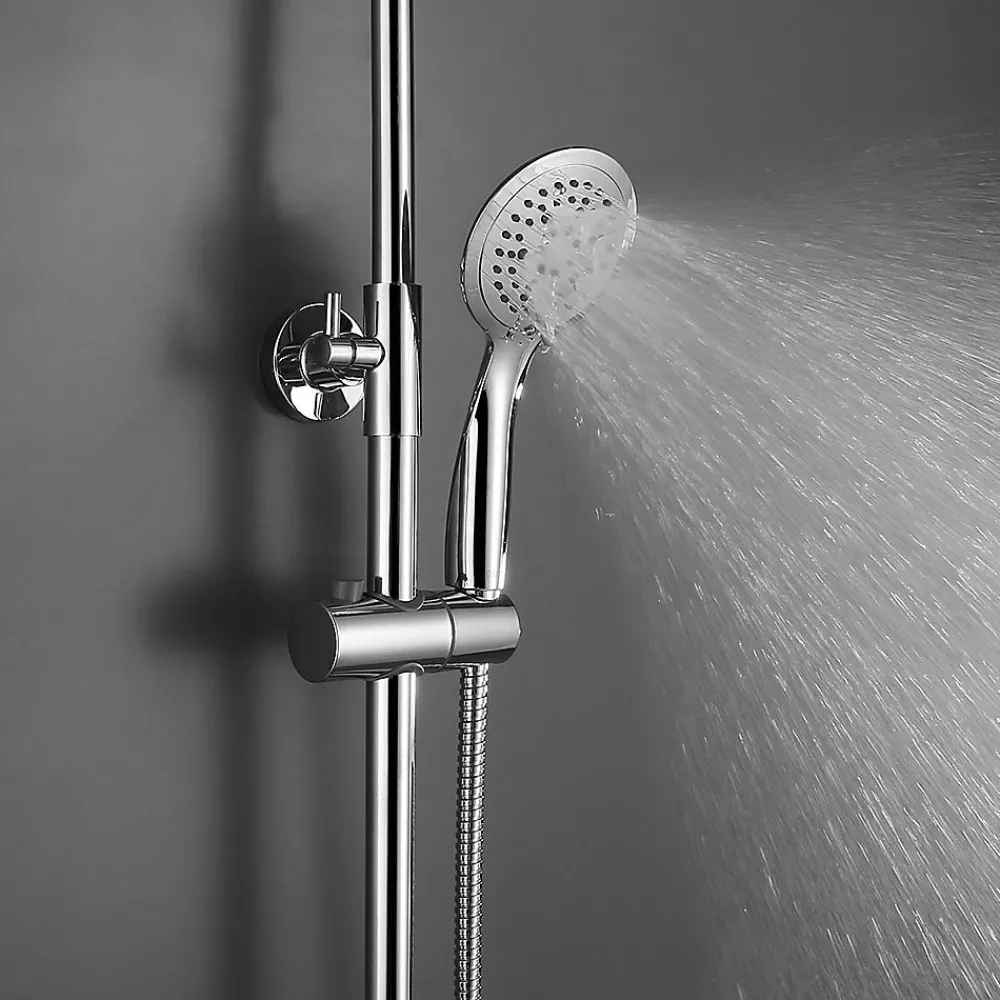 Kibath Poignée de douche manuelle 5 positions DUR ronde finition chrome brillant en ABS