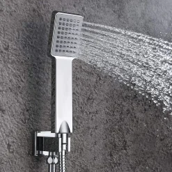 Kibath Poignée de douche manuelle 1 position carrée finition chrome poli en ABS