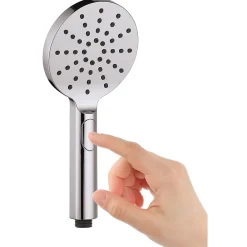 Kibath Poignée de douche ronde 3 positions NIRIA en finition chrome brillant en ABS