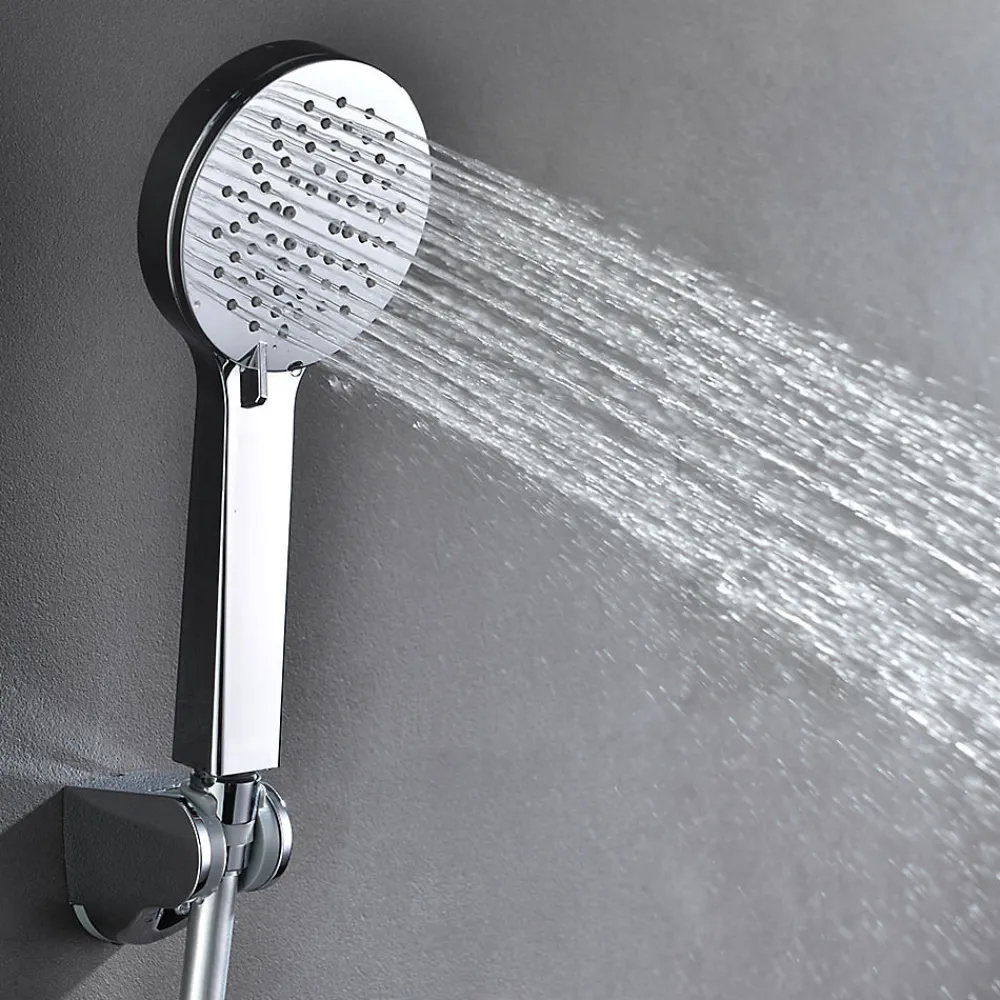 Kibath Poignée de douche ronde 3 positions NIRIA en finition chrome brillant en ABS