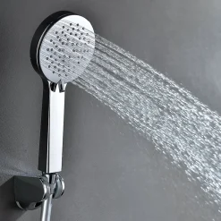 Kibath Poignée de douche ronde 3 positions NIRIA en finition chrome brillant en ABS