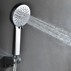 Kibath Poignée de douche ronde 3 positions NIRIA en finition chrome brillant en ABS