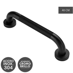 Kibath Poignée de sécurité antidérapante de 40 cm avec finition NOIRE mate en acier inoxydable