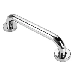 Kibath Poignée de sécurité lisse de 25 cm, finition chromée polie, en acier inoxydable