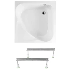 Polysan Carmen 90x90 cm baignoire d'angle gain de place 95 L en acrylique, avec pieds, orientation droite, blanc (29611-SET)