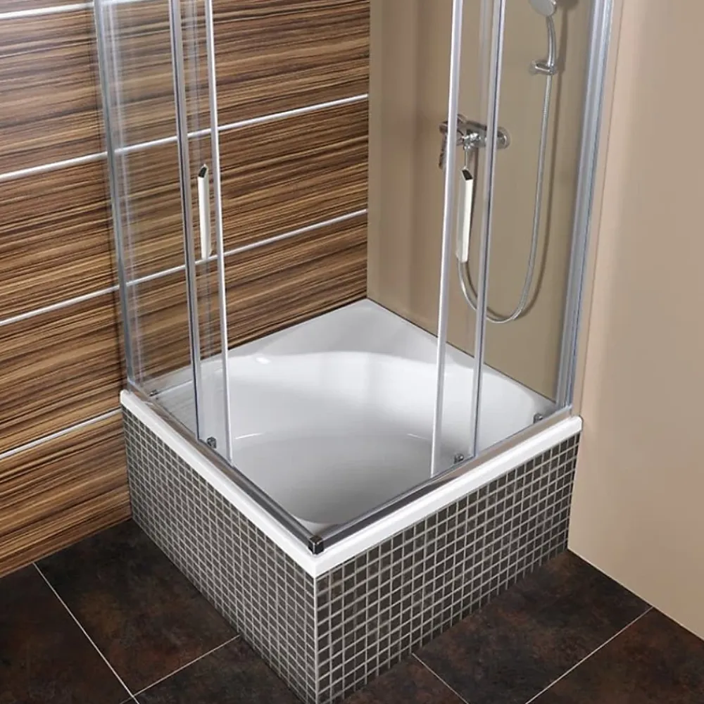 Baignoire D'Angle|Polysan 90x90 cm Carmen baignoire d'angle gain de place 95 L en acrylique, sans pieds, orientation droite, blanc (29611)