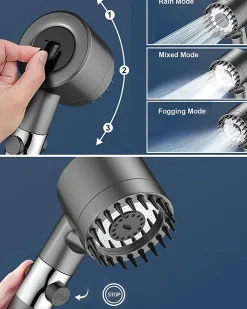 Pommeau De Douche, Flexible Et Barre De Douche|Deko Pommeau de douche à main - Avec filtre - Haute pression - Économie d'eau - Buse en silicone