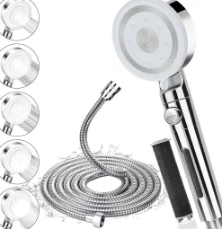 Pommeau De Douche, Flexible Et Barre De Douche|Vendos85 Pommeau de douche argenté 6 modes haute pression