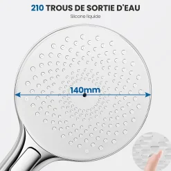 Auralum Max Pommeau de douche avec 4 en 1 avec Fonction Spray Pomme de douche + 1.5m flexible Kit de douche