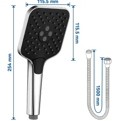 Auralum Max Pommeau de douche avec 3 modes de jet Pomme de douche + 1.5m flexible Kit de douche