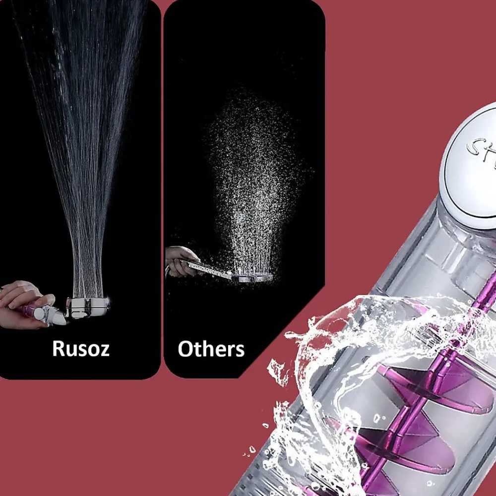 Deko Pommeau de douche avec hélice - 3 modes - Ventilateur haute pression intégré avec bouton d'arrêt - Argenté