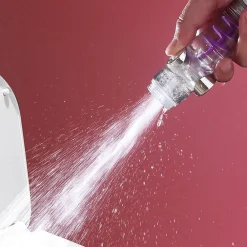 Deko Pommeau de douche avec hélice - 3 modes - Ventilateur haute pression intégré avec bouton d'arrêt - Argenté