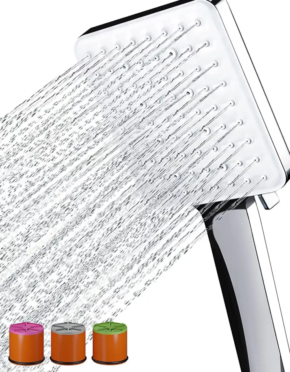 Pommeau De Douche, Flexible Et Barre De Douche|Vendos85 Pommeau de douche carré économiseur d eau 6jets