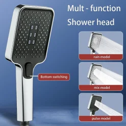 Deko Pommeau de douche carré haute pression avec 3 modes de pulvérisation, économie d'eau