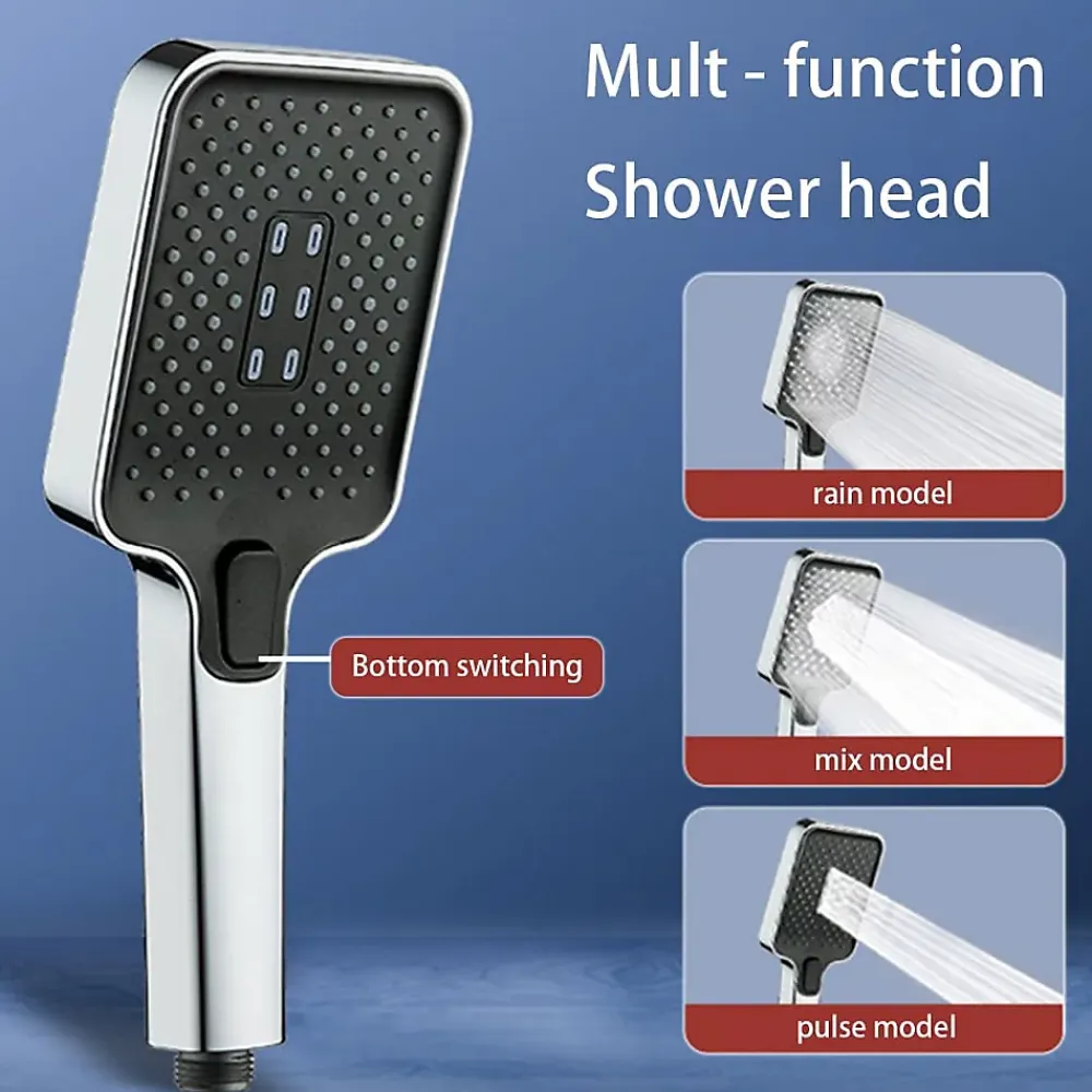 Deko Pommeau de douche carré haute pression avec 3 modes de pulvérisation, économie d'eau