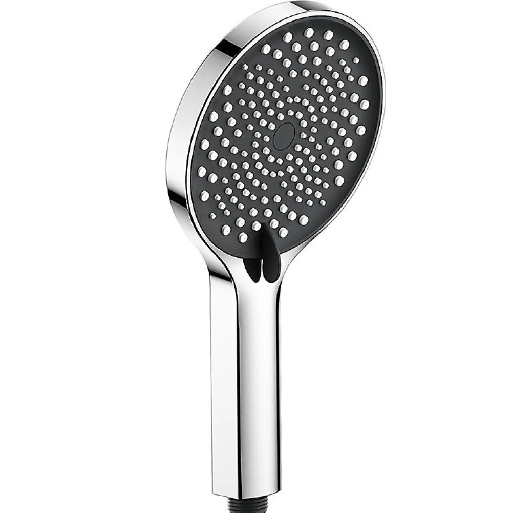 Deko Pommeau de douche économiseur d'eau,, arrêt d'eau et filtre, chrome (argent - noir)