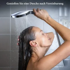 Deko Pommeau de douche économiseur d'eau,, arrêt d'eau et filtre, chrome (argent - noir)