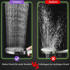 Deko Pommeau de douche économiseur d'eau,, arrêt d'eau et filtre, chrome (argent - noir)